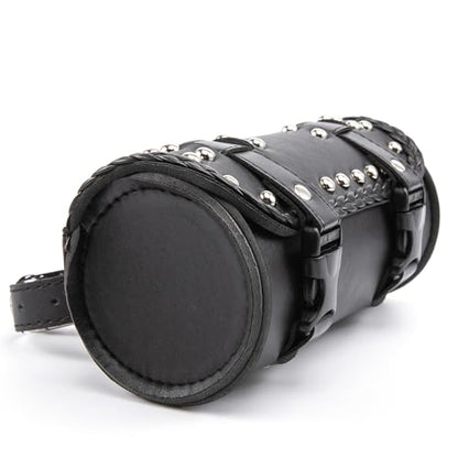Mini Motorcycle Handlebar Bag Saddlebag Roll Tool Bag for Cafe Racer Bobber Chopper Storage pouch (Black A) - color: Black A