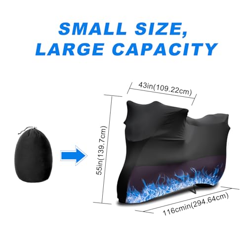 Erato Indoor Motorcycle Cover Stretch Elastic Dustproof Covers Fit for Motorbikes with Drawstring Storage Bags, 116 inches - size: 3XL(116")