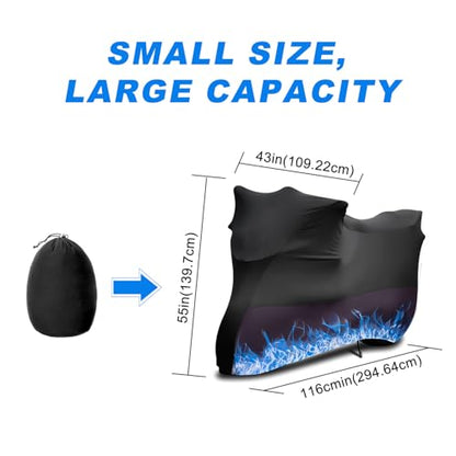 Erato Indoor Motorcycle Cover Stretch Elastic Dustproof Covers Fit for Motorbikes with Drawstring Storage Bags, 116 inches - size: 3XL(116")