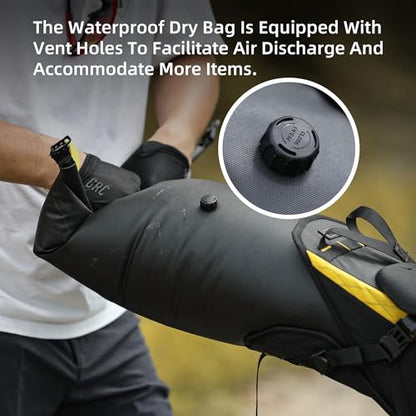 Rhinowalk 14L Waterproof Hardshell Bike Saddle Bag – Two-Piece Rear Seat Bag, Tear-Resistant, No-Screw Installation, Fits Most Bikes-(Yellow+black) - color: Yellow+Black