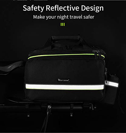 West Biking Rear Pannier Bag - 35L Large Capacity Waterproof Multi-Function Bicycle Rack Carrier, Detachable Tail Seat Trunk Bag With Handbag Shoulder Strap for Storage