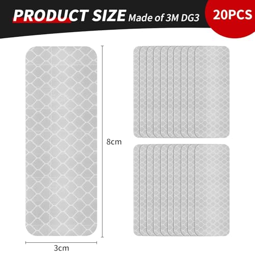 20 Pcs Super Reflection Reflective Stickers Made of 3M DG3, White Outdoor Waterproof Safety Reflective Tape for Car/Bike/Mailbox/Helmet/Truck - Safety Stickers White - color: White 20pcs