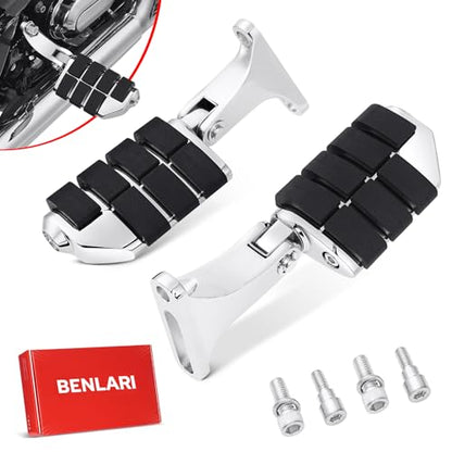 Benlari Passenger Foot Pegs, Passenger Mini Footboard Footpegs Fit for Harley Davidson Touring Road King Electra Glide Road Glide Street Glide 1993-2024 (Chrome) - color: Chrome