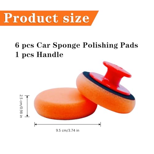 6 Pcs Car Sponge Polishing Pads Professional Wax Applicator Pads with Handle for Car Polishing