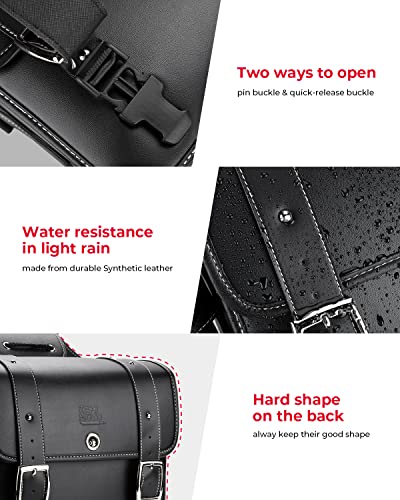 KEMIMOTO PU Leather Motorcycle Saddlebags with Cup Holder Throw Over Saddle bags 20L Side Luggage Bags for Sportster Softail Dyna Rebel Shadow Black