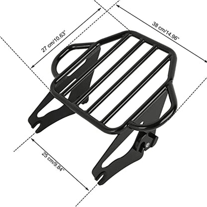 XFMT Motorcycle King Detachable Two-Up Luggage Rack for Harley Touring Road King Street Glide Road Glide Electra Glide 2009-Later, Gloss Black - color: Harp-Shape Luggage Rack-Gloss Black