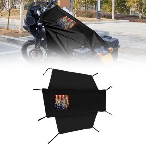 Dream Apparel Motorcycle Seat Cover Sun Shade Waterproof Outdoor Rain Dust Protection Universal Fit Heavy Duty Windproof Motorbike Vehicle Cover with Storage Bag, Black, Size M - color: Black & PM & You Are Not Forgotten, size: M