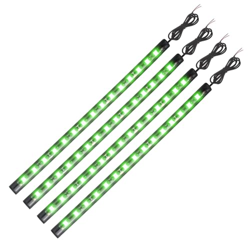YM E-Bright Green Led Strip Lights for Cars, 10.6 inch 27CM 5050 15 SMD Waterproof Car Underglow Lights Motorcycles Boat Decoration Led Interior Exterior Lights Strip,DC-12V, Pack of 4 - color: Green