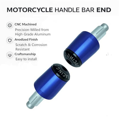 Motorcycle Bar Ends Plug, Blue Handle Bar End Slider 7/8" 22mm CNC Aluminum Handlebar Grip End Weight Caps Replacement for Ninja 400 500 650 Z900 Z650 CBR600RR CBR1000RR GSXR600 GSXR750 - color: Blue