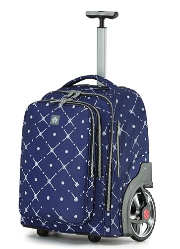NEW TILAMI 20" Rolling Backpack for Teens Adults, Climbing Stairs Waterproof Backpack with Wheels for School Business Trave Camping with Laptop Compartment, Fit 17 Inch Laptop, Navy Bling - color: Navy Bling