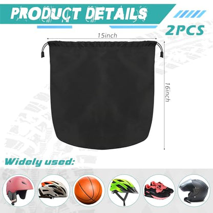 Motorcycle Helmet Bag with Soft Lining & Drawstring Closure, Waterproof Helmet Storage Bag, Large Capacity, Lightweight for Riding Hockey Welding Bicycle Dirt Bike Gear - color: Black