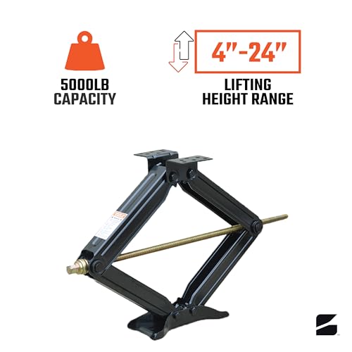 Bastion Distribution Two New 24" Scissor Jacks with Crank Handle | 5000 lbs Capacity | 4-24” Height | Spray-Tested Powder Coated | BJ-5000MSJ24 - size: 24" (Two Pack)