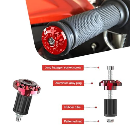 2 PCS Motorcycle Bar End Plugs, 7/8" Anti-vibration Balance Weight Grip Cap, Alloy Rustproof Handlebar End Plug, Modified Replacement for E-bike Scooter Off-road Motorcycle (Red) - color: Red