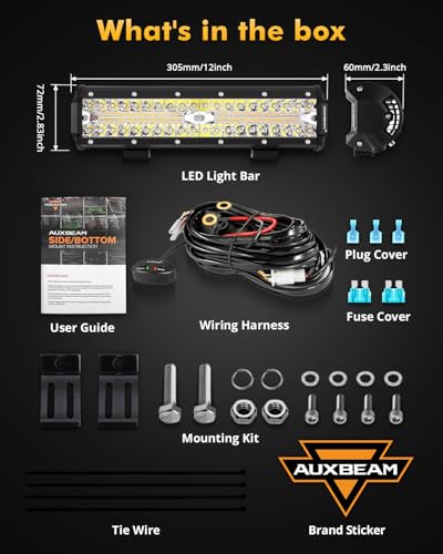 Auxbeam 6 Modes Amber White Series 12 Inch 300W LED Light Bar Dual Color Strobe Function Spot Flood Combo Beam Flashing LED Offroad Light for Pickup Truck Car Jeep - color: 12"