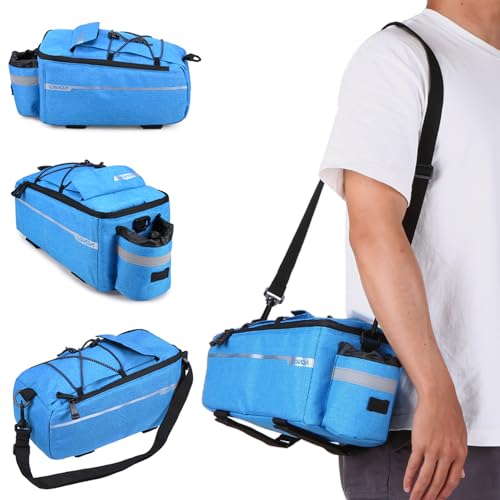 Lixada Bike Panniers Bike Trunk Bag Insulated Bag for Warm/Cool Items, Bicycle Rear Rack Storage Luggage Bicycle Seat Multifunctional Insulated Trunk Cooler Bag Shoulder Bag 11.4 6.3 6.7in - color: Blue