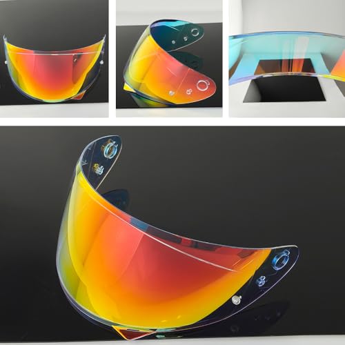 HJ-34P Helmet Visor Replacement for HJC C10.Motorcycle Helmet Shield UV Protection Compatible with HJC C10 (Revo Clear Red+Anti Fog Film) - color: Anti Fog Film+revo Clear Red