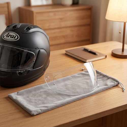 Klmnop 4 Pcs Motorcycle Helmet Visor Bag - Plush Fleece Lining Scratch & Dust Proof Storage Sleeve with Drawstring Closure, Universal Fit Most Helmet Visors(Gray)