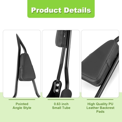 Mofun 27" Tall Sissy Bar Detachable Passenger Backrest Rear Pad Compatible with Harley Touring Street Electra Road Glide Road King FLHX FLHT Motorcycle Passenger Backrest, 2009-2025 Black