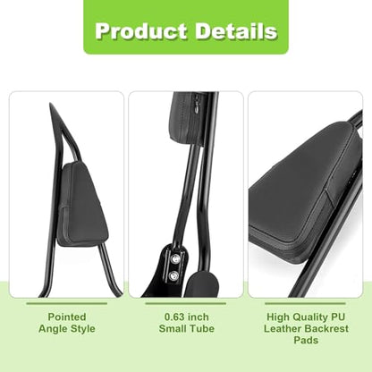 Mofun 27" Tall Sissy Bar Detachable Passenger Backrest Rear Pad Compatible with Harley Touring Street Electra Road Glide Road King FLHX FLHT Motorcycle Passenger Backrest, 2009-2025 Black