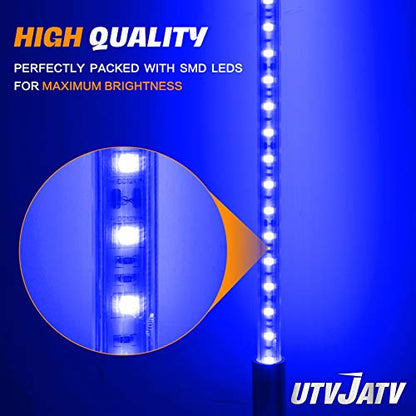3ft LED Whip Blue Lights Waterproof Flag Pole Safety Antenna with Flag for Can-Am Maverick X3 Sand Dune Buggy UTV ATV 2020 Polaris RZR XP 4X4 Offroad Truck 4 Wheels - 2PCS - color: Blue, size: 3FT 2PCS LED whip light