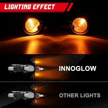 INNOGLOW Motorcycle Turn Signal Lights 2pcs Bullet Front Rear Turn Signals Indicator Blinkers Amber Lights Fits for Harley Suzuki Kawasaki - color: Style-4