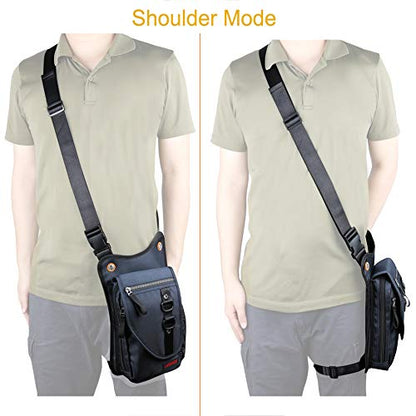Larswon Thigh Pack - Tactical Waist Bag for Motorcycle, Waterproof Blue - color: Blue