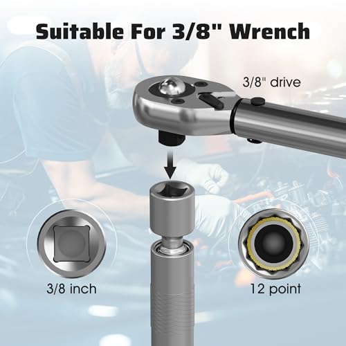 14mm & 16mm Thin Wall Magnetic Swivel Spark Plug Socket, 3/8-Inch Drive 12-Point Spark Plug Socket Removal Tool 360-degree Rotation, for Maximize Flexibility - size: 14mm&16mm, 4", 12-Point