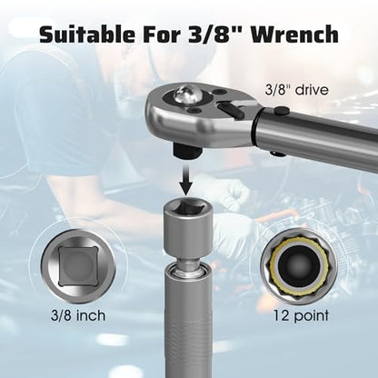 14mm & 16mm Thin Wall Magnetic Swivel Spark Plug Socket, 3/8-Inch Drive 12-Point Spark Plug Socket Removal Tool 360-degree Rotation, for Maximize Flexibility - size: 14mm&16mm, 4", 12-Point