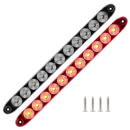 15.5" Red LED Trailer Light Bar Clear Lens Stop Turn Tail Lights Red Park Third 3rd Brake Light Truck Trailer Marker Identification Light Bar IP67 Waterproof, Pack of 2