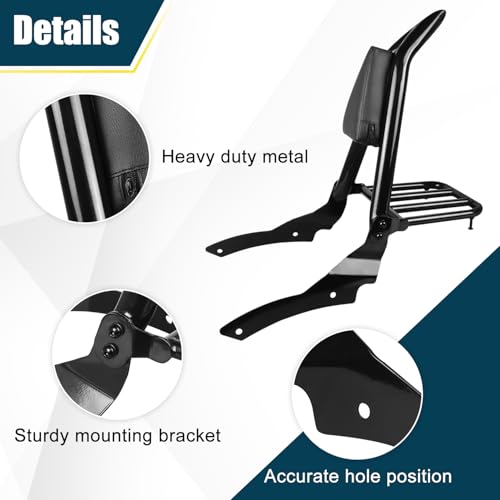 Motorcycle Detachable Sissy Bar Backrest with Luggage Rack Compatible with for 1996-2017 Yamaha VStar 650 400 Dragstar 650 400 Custom Passenger Backrest and Back Rest Pad - size: 1996-2017 Custom