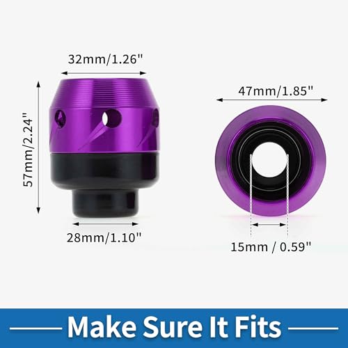 Motorcycle Front Fork Frame Sliders Falling Protection Wheel Crash Protector Scooter Moped Aluminum Alloy Purple 2 Pcs - color: Purple