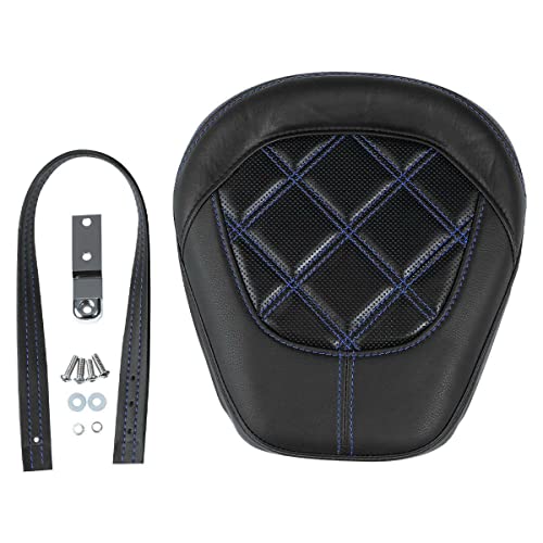 TCT-MOTORPARTS Low-Profile Leather Seat Passenger Seat Fits for Harley Touring 2009-2023 Electra Street Road Glide CVO Road King Blue Stitching - color: Passenger Seat Blue