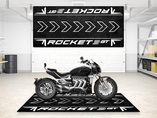 MPM Motorcycle Mat for Rocket 3 GT Models Washable Non-Slip Oil & Water Resistant Parking Pitmat for Garage, Showroom, Workshop Use | Sapphire Black - Size 1: 86.6 x 39.4/220 x 100 cm - color: Sapphire Black, size: Size 1: 86.6 x 39.4 "/ 220 x 100 cm