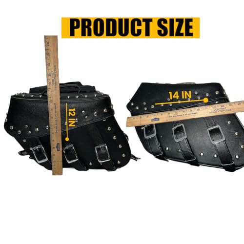 Motorcycle Saddlebags, 33L Large Capacity Saddle Bags Motorcycles, Genuine Leather Motorcycle Luggage Bag, Universal Motorcycle Throw Over Saddlebag, Black, HD-SAD551S