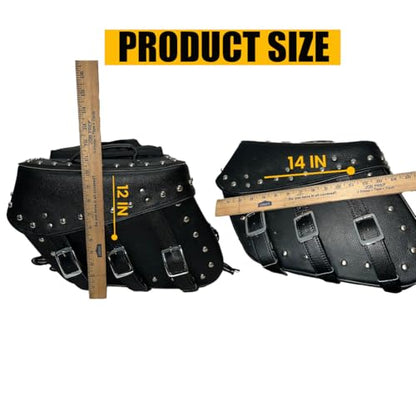 Motorcycle Saddlebags, 33L Large Capacity Saddle Bags Motorcycles, Genuine Leather Motorcycle Luggage Bag, Universal Motorcycle Throw Over Saddlebag, Black, HD-SAD551S