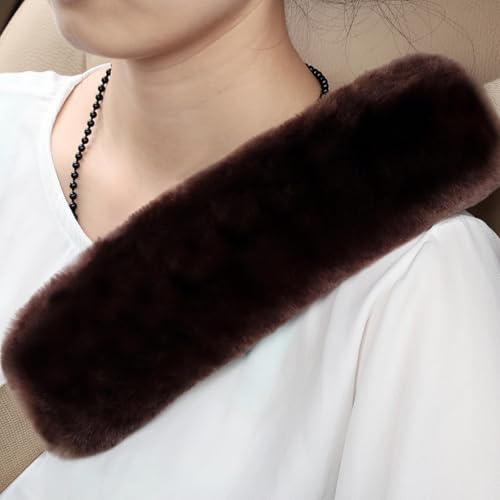 Soft & Cozy Australian Sheepskin Car Seat Belt Covers,2 Pack Fluffy Seatbelt Pads, Genunie Sheepskin Fur Shoulder Straps Cushions for Adults Kids Women and Men (Mocha) - color: Mocha