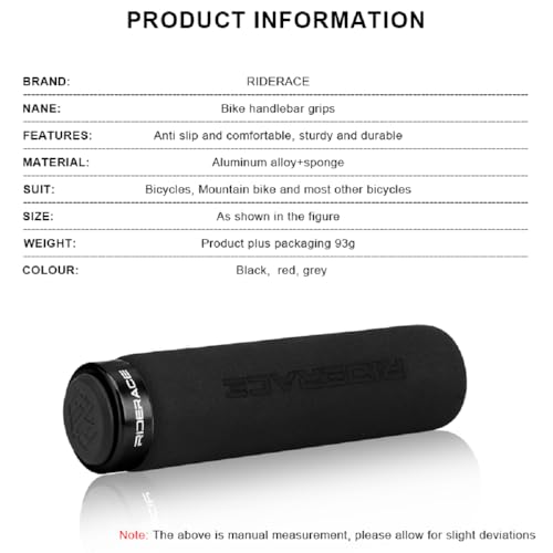 Bike Handlebar Grips,Single Lock On Anti-Slip Foam Mountain Bike Grips,Shock-Absorbing Comfortable,for MTB/BMX/Folding Bicycle - color: BLACK