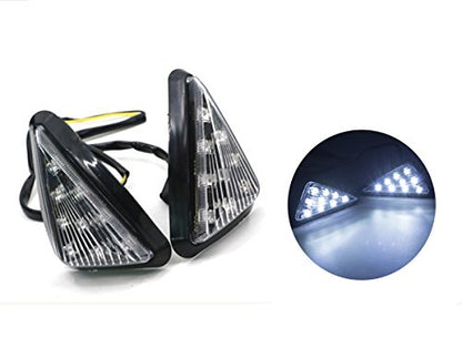 Triangle Flush LED Motorcycle Turn Signals Blinkers Indicator Lights 1 Pair (White) - color: White