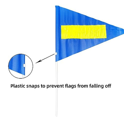 Bike Safety Flag with Pole 2 Sets, 6-Foot Adjustable Height Sturdy Fiberglass Tear-Resistant Waterproof Orange Safety Flag (Blue + Reflective Strip) - color: Blue + Reflective Strip