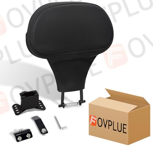 FOVPLUE Adjustable Rider Backrest, Detachable Plug-in Driver Backrest Pad w/Mounting Kit for Harley Touring 2009-later,CVO Road Glide Street Glide Tri Glide FLHTK/L Electra Glide Road King,BLACK - color: Black Smooth style