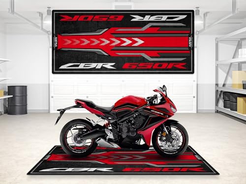MPM Motorcycle Mat for CBR650R Washable Non - Slip Oil & Water Resistant Parking Pitmat for Garage, Showroom, Workshop Use | Grand Prix Red - 2024 - Size 2: 102 x 47/260 x 120 cm - color: Grand Prix Red - 2024, size: Size 2: 102 x 47 "/ 260 x 120 cm