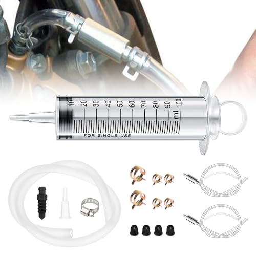 Brake Bleed Kit,Brake Fluid Bleeder Kit,Hydraulic Disc Clutches Bleeding Kit Includes 100ml Syringe 50cm Hose and 2*One Way Check Valve Tube Bleeding Tool for Motorcycle Scooters