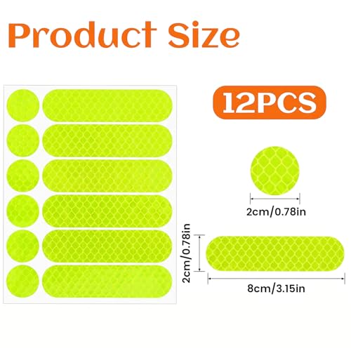12PCS Reflective Helmet Tape, Yellow Reflective Motorcycle Helmet Decals Night Visibility Reflectiv Safety Decals Motorcycle Helmets Stickers for Motorcycles Scooters Bike Helmets