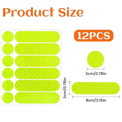 12PCS Reflective Helmet Tape, Yellow Reflective Motorcycle Helmet Decals Night Visibility Reflectiv Safety Decals Motorcycle Helmets Stickers for Motorcycles Scooters Bike Helmets