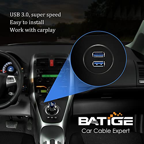 2 Ports Dual USB 3.0 Male to USB 3.0 Female AUX Flush Mount Car Mount Extension Cable for Car Truck Boat Motorcycle Dashboard Panel -3ft - size: 1pcs 3ft