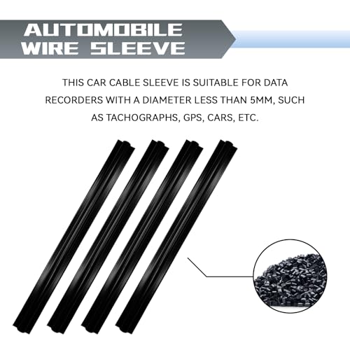4Pcs Car Cable Management Wire Cover Automotive Clip Cord Sleeves to Hide Cords Car Concealed Power Cable Organizer Line Sleeve Adhesive Cable Hidden Protector for USB, Audio and Video Line
