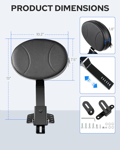 Benlari Adjustable Driver Backrest Rider Backrest Plug-In Backrest Compatible for Harley Davidson Touring Street Glide Road Glide Road King Electra Glide 1997-2024 2023 2022 2021 2019 2018 2017 2016