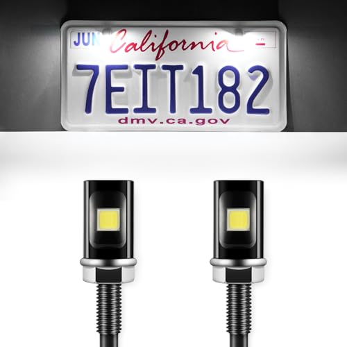LivTee Super Bright License Plate Light, 12V License Tag Screw Bolt Accessories, Waterproof Black Aluminium Light Holder, Legal for Car Motorcycle Truck RV ATV Bike, Xenon White(2PCS) - color: Xenon White, size: 2PCS