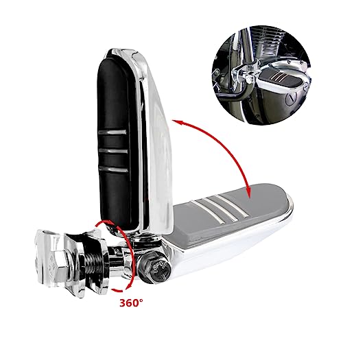 Motorcycle Highway Pegs, Crash Bar Foot Pegs for Harley Touring Electra Street Glide Road King Sportster, Kawasaki, 1"(25mm), 1 1/4"(32mm), 1 1/3"(34mm) Engine Guard Footrest, 1 Pair - color: Streamliner Style - Chrome
