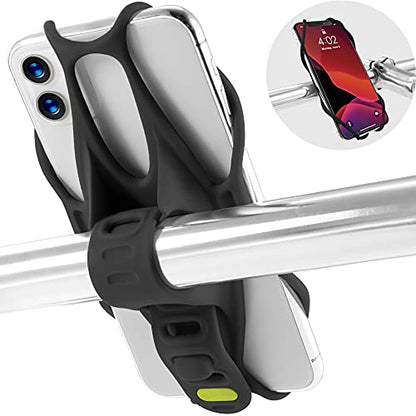 Bone Bike Tie 3, Bike Cell Phone Mount for Handlebar, Scratch-Free Silicone Holder with Anti-Slip Design, Universal Cycling Phone Holder Compatible with Most Smartphones (Black - Handlebar) - color: Bike Tie 3 - Black